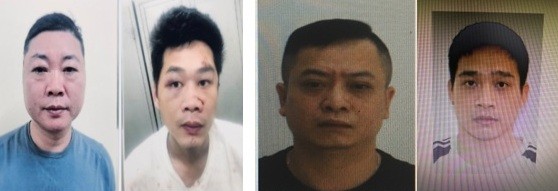 Từ trái sang, các đối tượng: Sơn "thảo nứa", Đạt "đồng", Trần Mạnh Toàn và Nguyễn Văn Khiêm