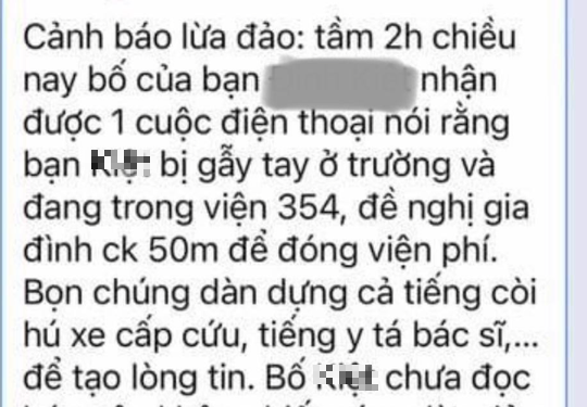 Sở Giáo Dục và Đào tạo Hà Nội: Cảnh báo thủ đoạn lừa đảo “con đang cấp cứu” - ảnh 1