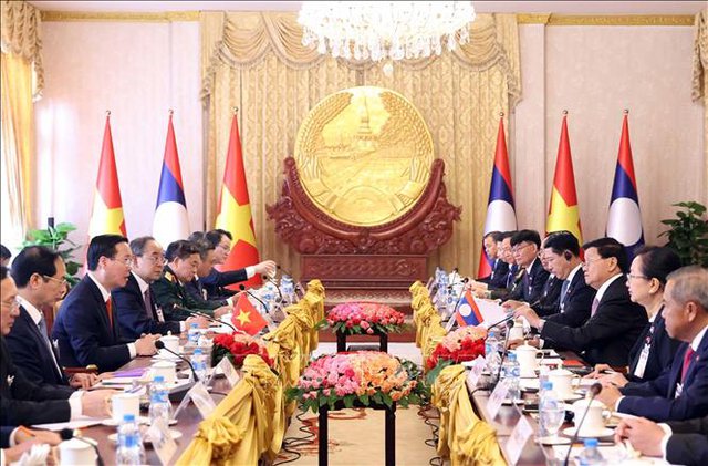 Chủ tịch nước Võ Văn Thưởng hội đàm với Tổng Bí thư, Chủ tịch nước Lào Thongloun Sisoulith - ảnh 1
