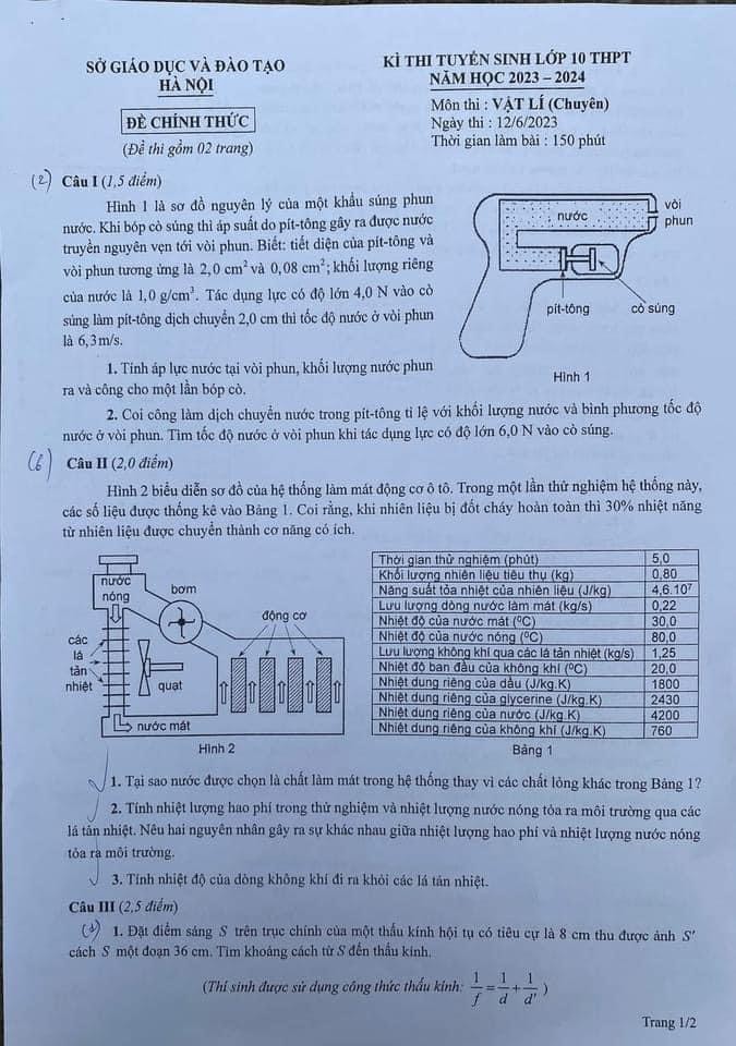 Đề thi Vật lý vào lớp 10 Chuyên ở Hà Nội: Làm đúng hết cũng chỉ được 9,5 điểm - ảnh 1