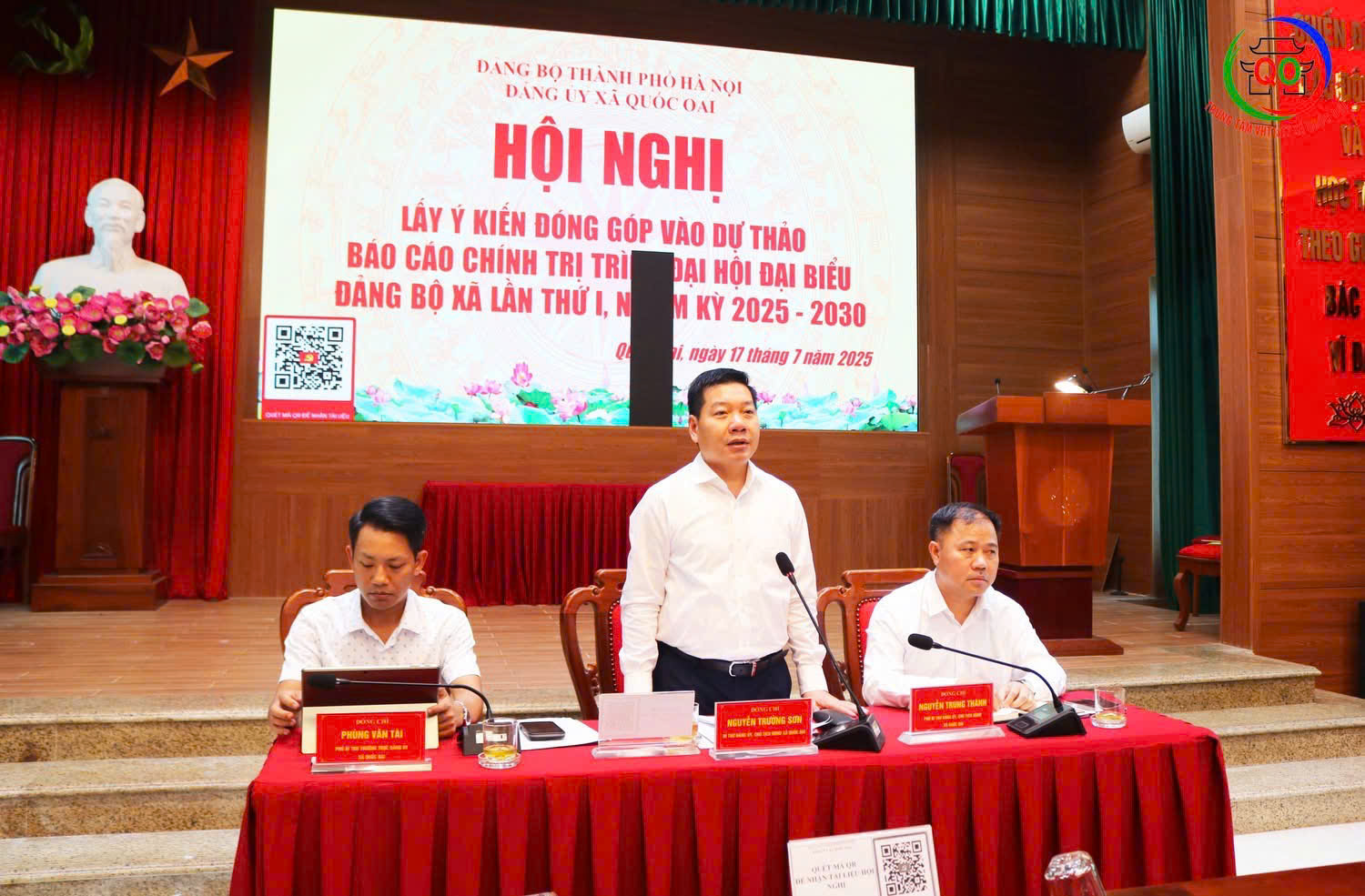 Đảng ủy xã Quốc Oai tổ chức hội nghị góp ý dự thảo báo cáo chính trị Đại hội Đảng bộ xã lần thứ Nhất - ảnh 2