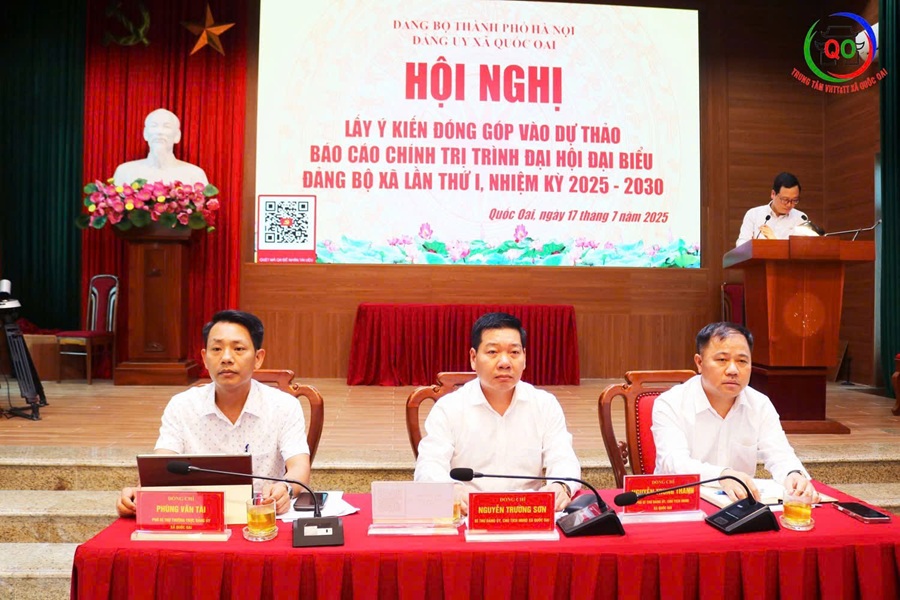 Đảng ủy xã Quốc Oai tổ chức hội nghị góp ý dự thảo báo cáo chính trị Đại hội Đảng bộ xã lần thứ Nhất - ảnh 1