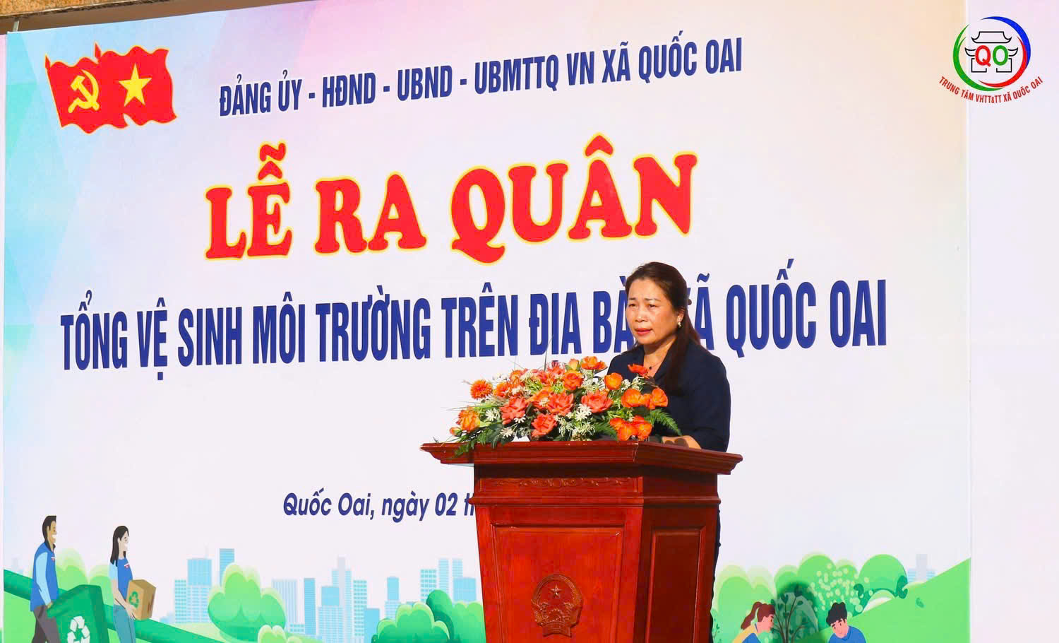 Xã Quốc Oai: Đồng loạt ra quân tổng vệ sinh môi trường - ảnh 3