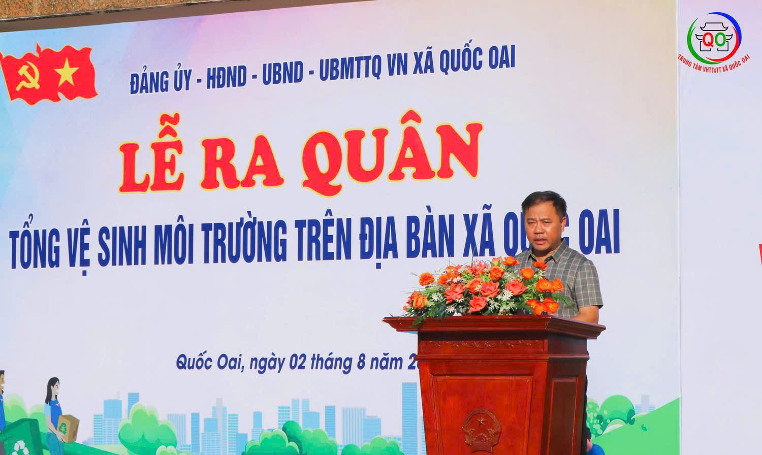 Xã Quốc Oai: Đồng loạt ra quân tổng vệ sinh môi trường - ảnh 2