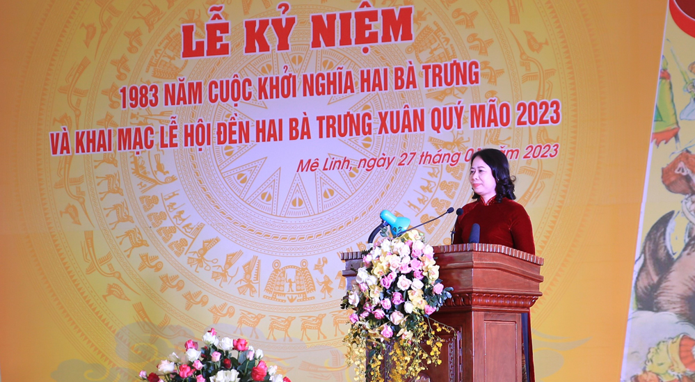 Quyền Chủ tịch nước Võ Thị Ánh Xuân dự Khai hội đền Hai Bà Trưng - ảnh 3