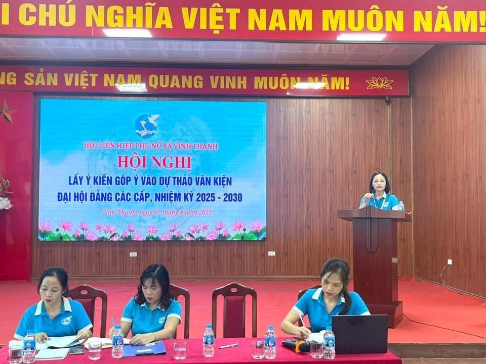 Hội LHPN xã Vĩnh Thanh: Lấy ý kiến góp ý vào Dự thảo Văn kiện Đại hội Đảng các cấp - ảnh 1