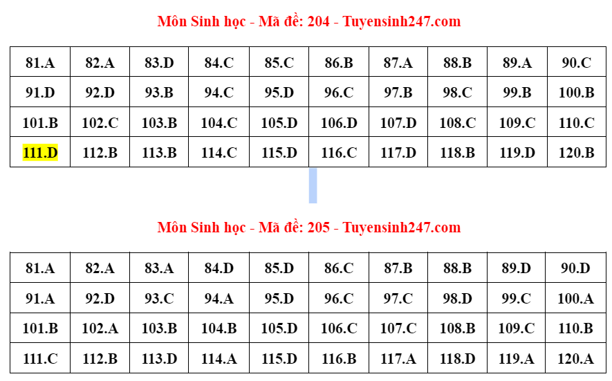 Gợi ý đáp án 24 mã đề thi môn Sinh học - ảnh 2