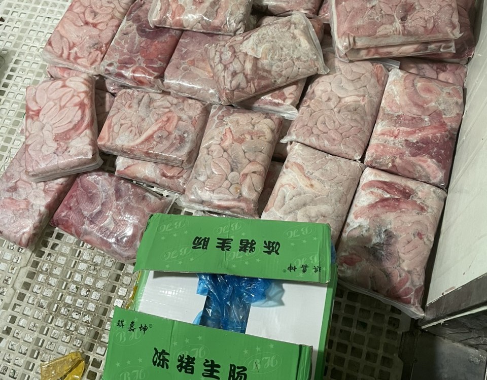 Đông Anh: Tạm giữ hơn 1,2 tấn tràng lợn ngả màu, bốc mùi, nghi nhập lậu - ảnh 1
