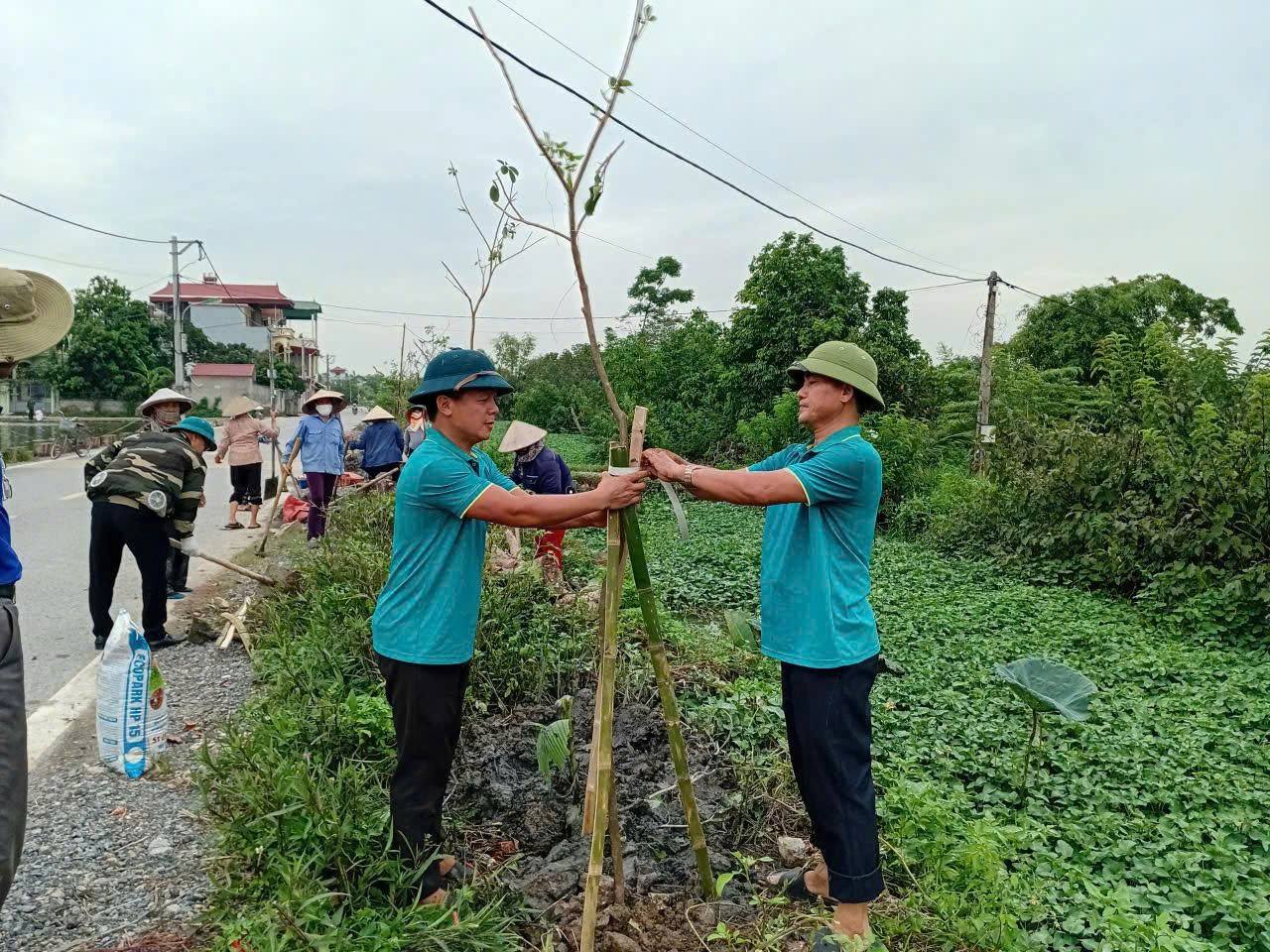 Nông dân xã Ứng Hoà trồng cây chào mừng đại hội Đảng bộ xã và đại hội các đoàn thể - ảnh 1
