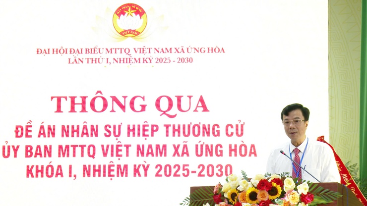 Đại hội đại biểu Mặt trận Tổ quốc Việt Nam xã Ứng Hoà diễn ra ngày làm việc thứ nhất - ảnh 2