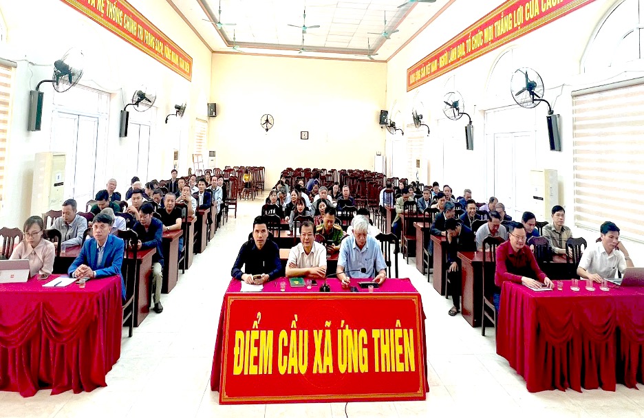 Xã Ứng Thiên: 130 đại biểu dự hội nghị tại điểm cầu Hội nghị toàn quốc triển khai công tác bầu cử - ảnh 1