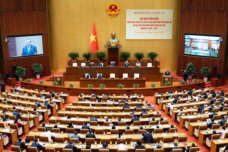 Tổng Bí thư Tô Lâm phát biểu tại Hội nghị toàn quốc triển khai công tác bầu cử - ảnh 6