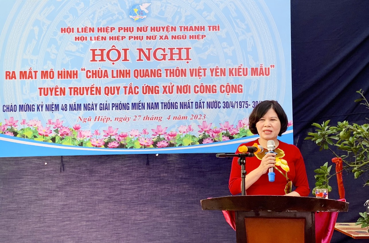 Hội LHPN xã Ngũ Hiệp, huyện Thanh Trì: Ra mắt mô hình chùa Linh Quang, thôn Việt Yên kiểu mẫu - ảnh 1