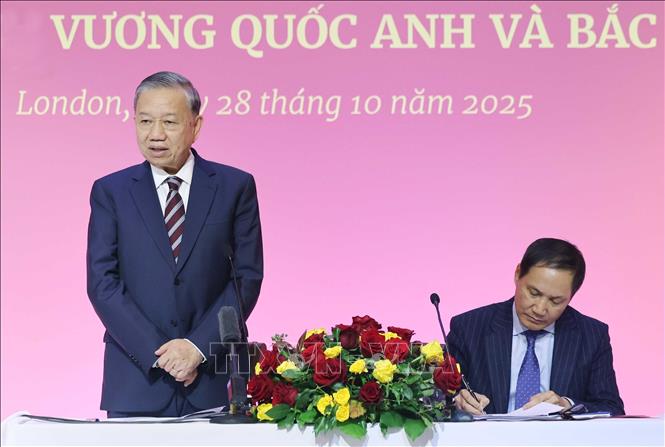 Tổng Bí thư gặp gỡ cộng đồng người Việt Nam và cán bộ Đại sứ quán Việt Nam tại Anh - ảnh 1