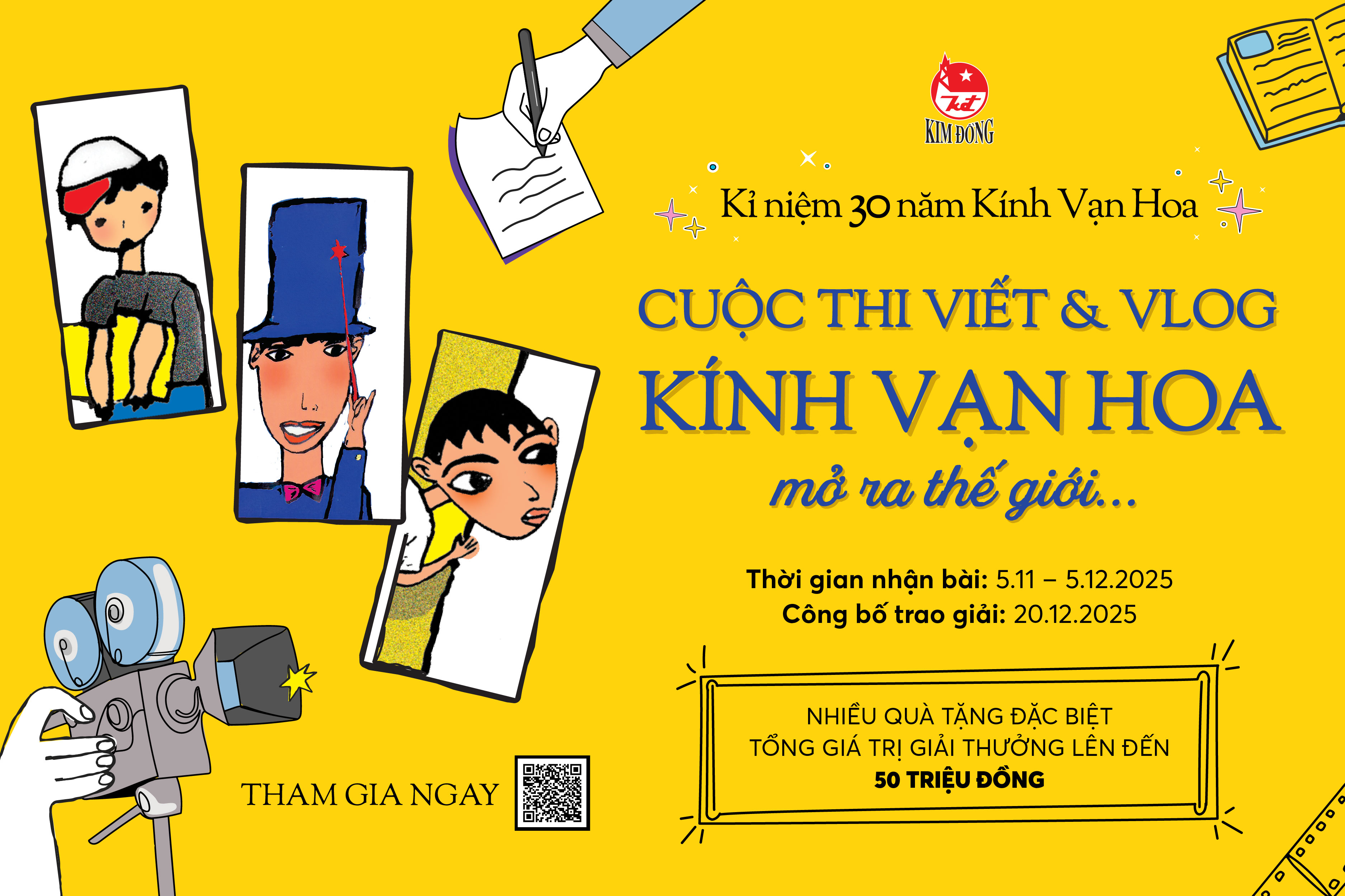 Nhà xuất bản Kim Đồng tổ chức Cuộc thi Viết & Vlog: “Kính Vạn Hoa mở ra thế giới…” nhân kỉ niệm 30 năm ra mắt bộ truyện Kính Vạn Hoa - ảnh 1
