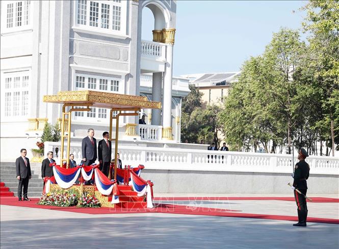 Lễ đón trọng thể Tổng Bí thư Tô Lâm tại thủ đô Viêng Chăn (Lào) - ảnh 2