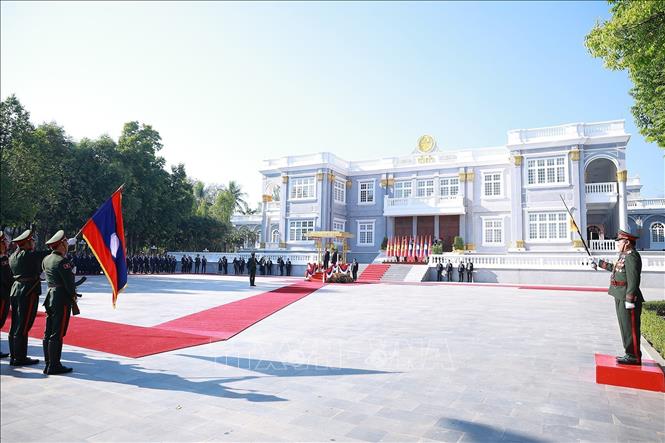 Lễ đón trọng thể Tổng Bí thư Tô Lâm tại thủ đô Viêng Chăn (Lào) - ảnh 5