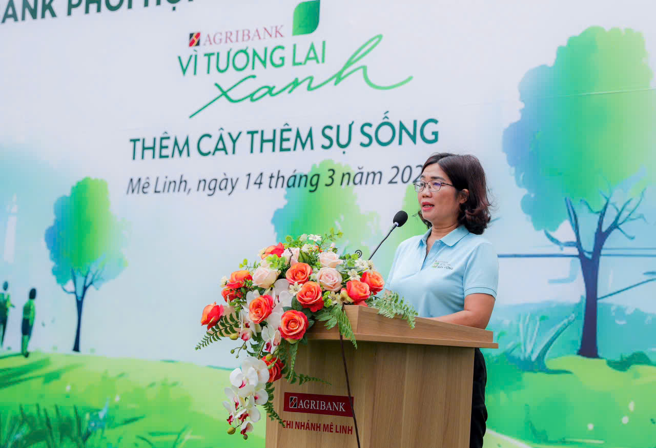 “Agribank - Thêm cây, thêm sự sống”, lan tỏa hành trình “Vì tương lai xanh” tại Mê Linh - ảnh 1