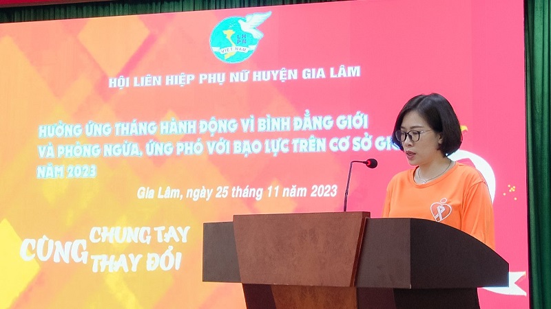 Phụ nữ Gia Lâm cùng hòa sắc cam vì bình đẳng giới - ảnh 1