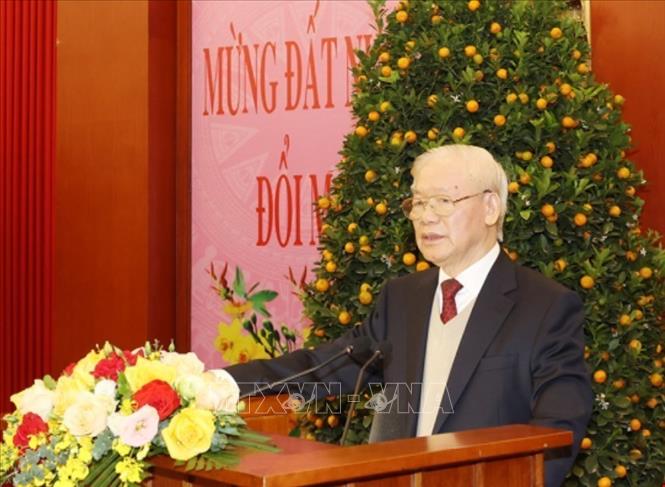 Tổng Bí thư Nguyễn Phú Trọng chúc Tết lãnh đạo, nguyên lãnh đạo Đảng, Nhà nước - ảnh 2