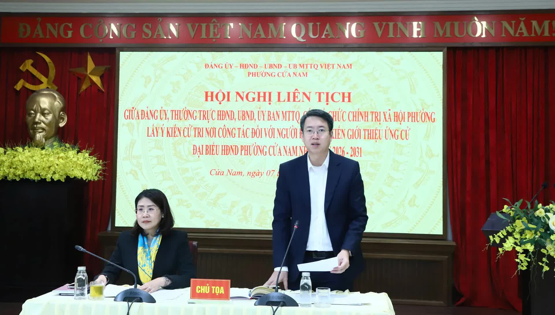 Phường Cửa Nam: 100% đại biểu đồng ý tán thành giới thiệu 3 người ứng cử đại biểu Quốc hội khóa XVI - ảnh 1