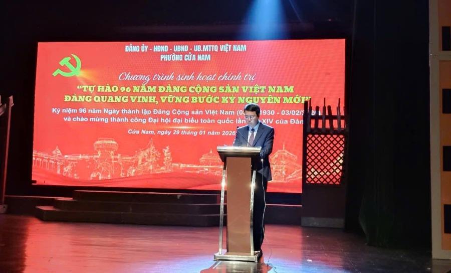 Phường Cửa Nam tổ chức sinh hoạt chính trị “Tự hào 96 năm Đảng Cộng sản Việt Nam” - ảnh 1