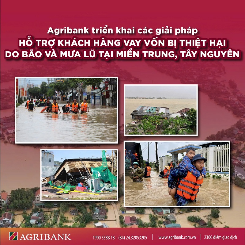 Agribank tiếp tục triển khai chính sách giảm tới 2%/năm lãi suất cho vay hỗ trợ khách hàng bị thiệt hại do bão số 12, 13 và mưa lũ - ảnh 1