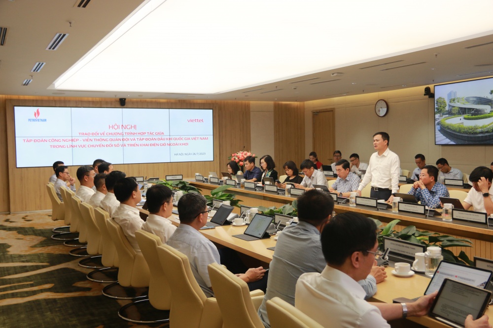 Petrovietnam và Viettel trao đổi hợp tác về lĩnh vực chuyển đổi số và triển khai điện gió ngoài khơi Petrovietnam và Viettel trao đổi hợp tác về lĩnh vực chuyển đổi số và triển khai điện gió ngoài khơi