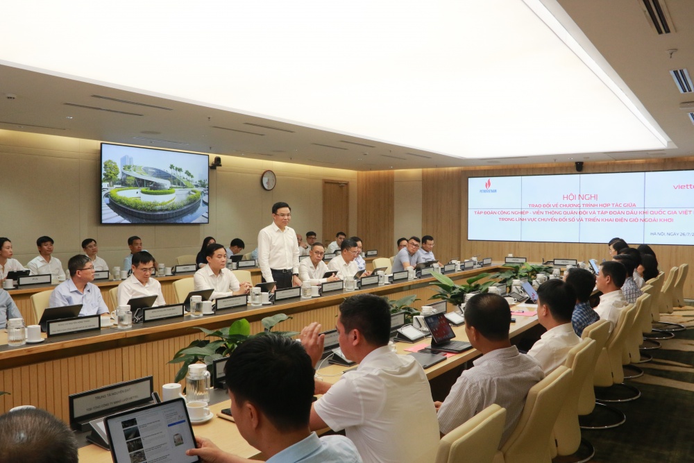 Petrovietnam và Viettel trao đổi hợp tác về lĩnh vực chuyển đổi số và triển khai điện gió ngoài khơi Petrovietnam và Viettel trao đổi hợp tác về lĩnh vực chuyển đổi số và triển khai điện gió ngoài khơi