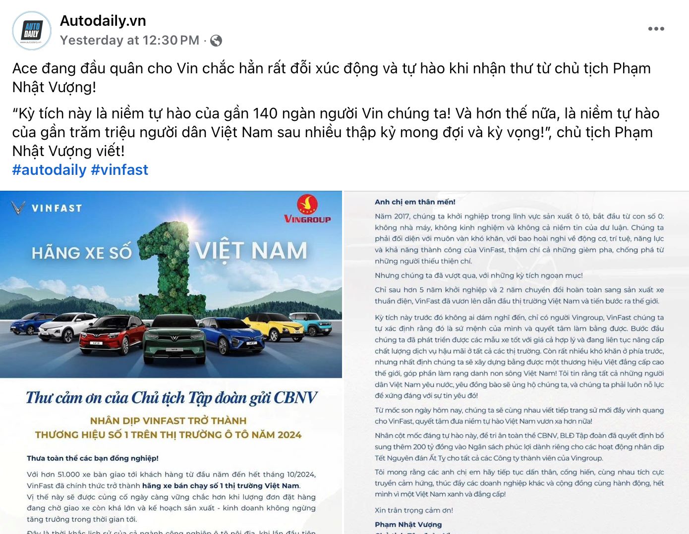 Tỷ phú Phạm Nhật Vượng: “Đây là thời khắc lịch sử của ngành công nghiệp ô tô nội địa” - ảnh 1