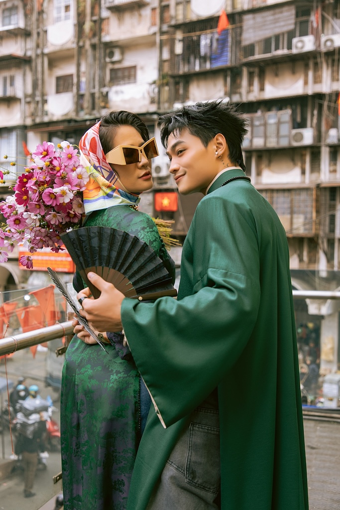 Dàn sao Việt diện áo dài gấm lụa của Cao Minh Tiến rộn ràng đón Xuân mới - ảnh 13