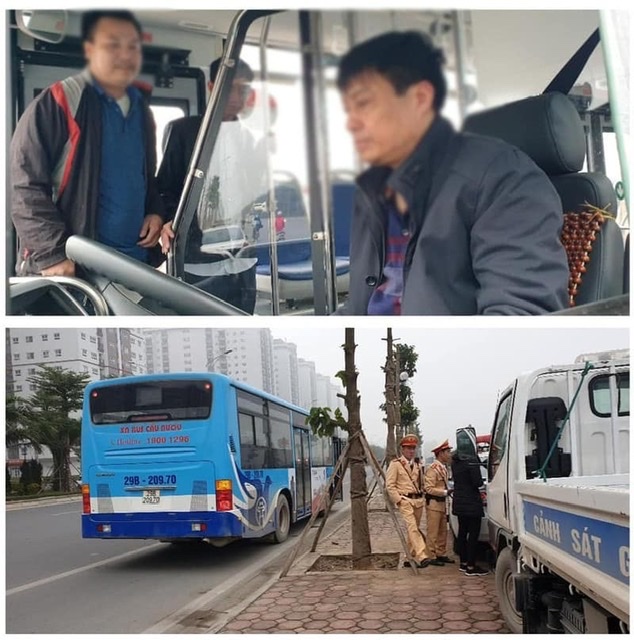 CSGT kiểm tra nồng độ cồn với lái xe bus Cầu Bươu CSGT kiểm tra nồng độ cồn với lái xe bus Cầu Bươu