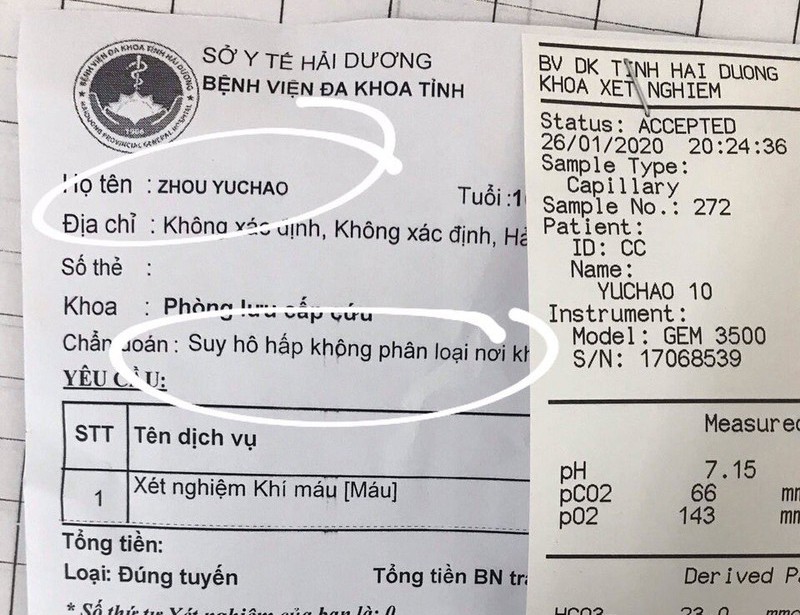 Bệnh án của bệnh nhi tại BV Đa khoa tỉnh Hải Dương.