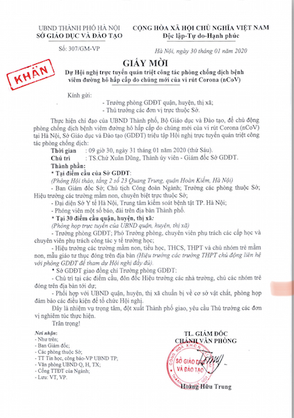 Giấy mời khẩn cấp được phát đi.