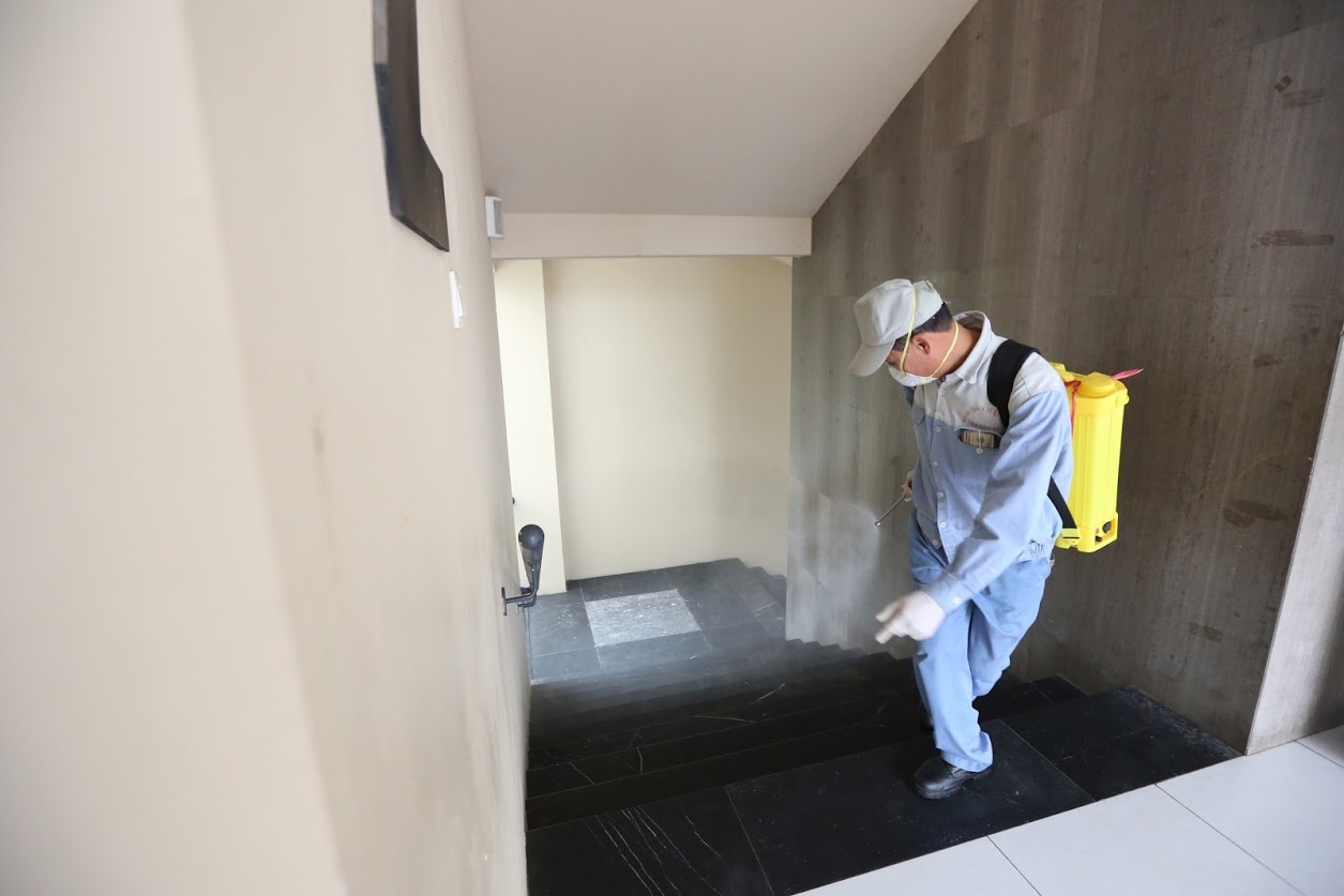 Phun thuốc tại cầu thang