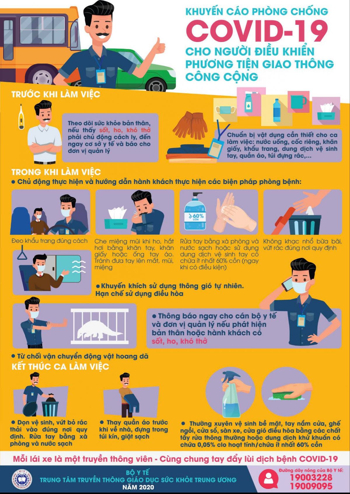 Hướng dẫn của Bộ Y tế cho người điều khiển phương tiện giao th&ocirc;ng c&ocirc;ng cộng.