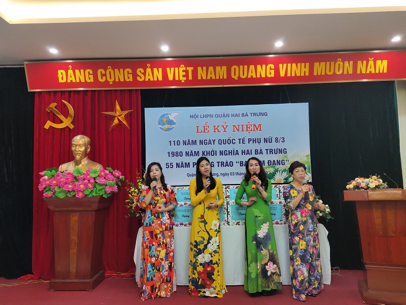 Tiết mục văn nghệ  tại &ldquo;Lễ kỷ niệm 110 năm Ng&agrave;y Quốc tế phụ nữ 8/3, 1980 năm khởi nghĩa Hai B&agrave; Trưng v&agrave; 55 năm phong tr&agrave;o &ldquo;Ba đảm đang&rdquo;.