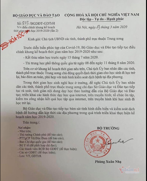 Kỳ thi THPT quốc gia năm 2020 sẽ được lùi sang tháng 8