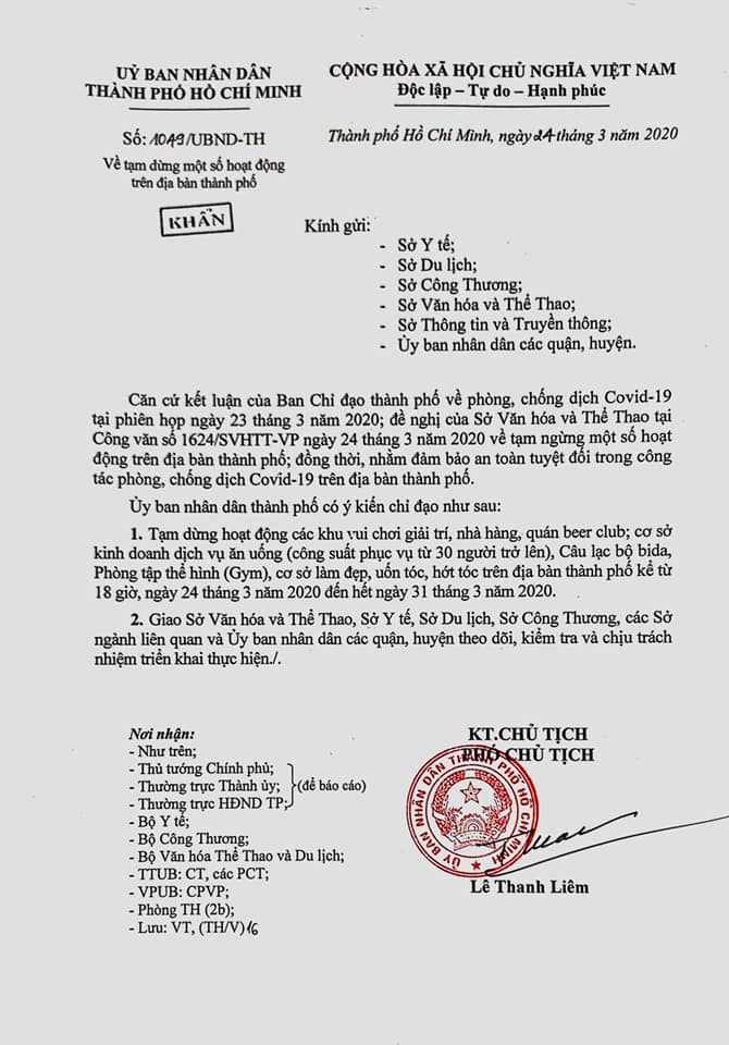 Văn bản chỉ đạo của UBND thành phố