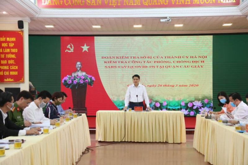 Chủ tịch UBND TP kiểm tra công tác phòng chống dịch Covid -19 tại quận Cầu Giấy