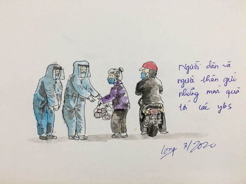 Tình cảm của người dân gửi đến các y, bác sĩ. Ảnh của Trần Nam Long.