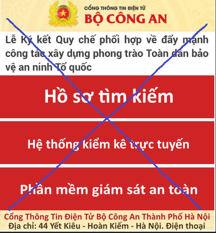 Cảnh báo hoạt động trang thông tin mạo danh Cổng Thông tin điện tử Bộ Công an - ảnh 1