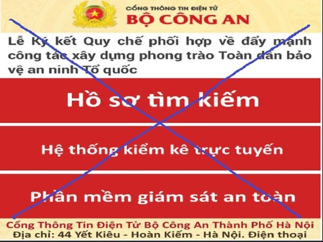 Hình ảnh trang mạng giả mạo Cổng Thông tin điện tử Bộ Công an. Hình ảnh trang mạng giả mạo Cổng Thông tin điện tử Bộ Công an.
