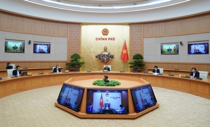 Quang cảnh buổi họp Thường trực Ch&iacute;nh phủ.