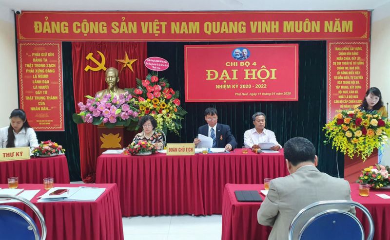 Quang cảnh Đại hội Chi bộ 4 - Đảng bộ phường Phố Huế (quận Hai Bà Trưng), diễn ra ngày 11-1-2020. Ảnh: Thanh Trà Quang cảnh Đại hội Chi bộ 4 - Đảng bộ phường Phố Huế (quận Hai Bà Trưng), diễn ra ngày 11-1-2020. Ảnh: Thanh Trà