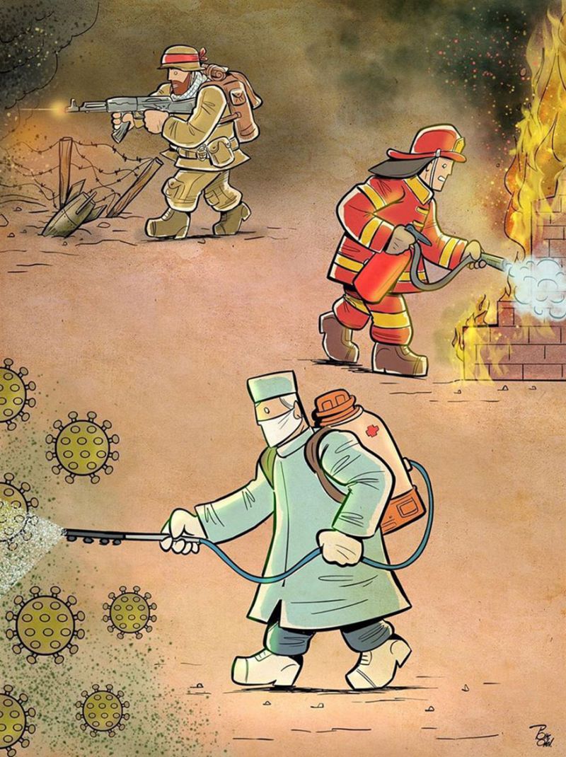 Tương tự như các binh sĩ, lính cứu hỏa, mỗi một bác sĩ lại là một người lính trên mặt trận của mình - mặt trận chống dịch bệnh.