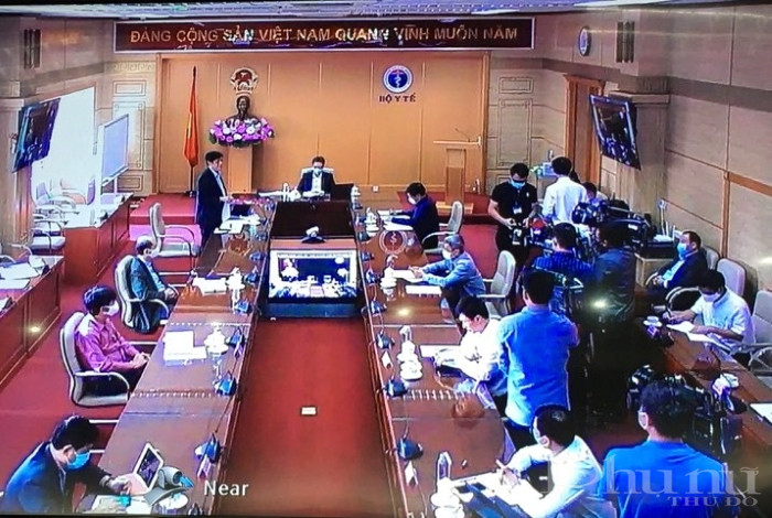 Điểm cầu BYT tại cuộc họp trực tuyến BCĐ quốc gia phòng, chống dịch Covid-19.