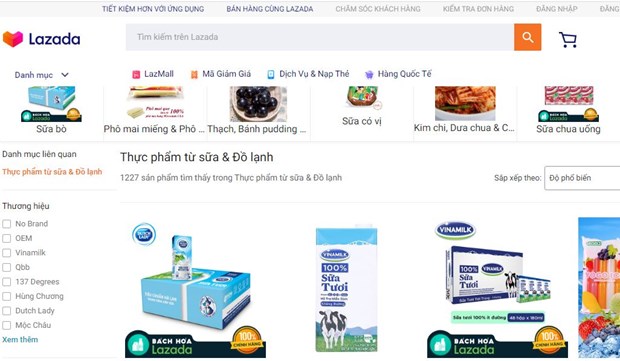 Trang b&aacute;n h&agrave;ng trực tuyến của lazada.
