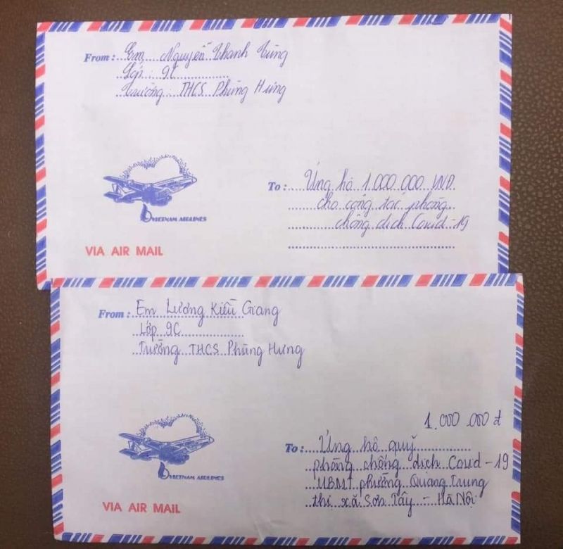 Số tiền các em ủng hộ