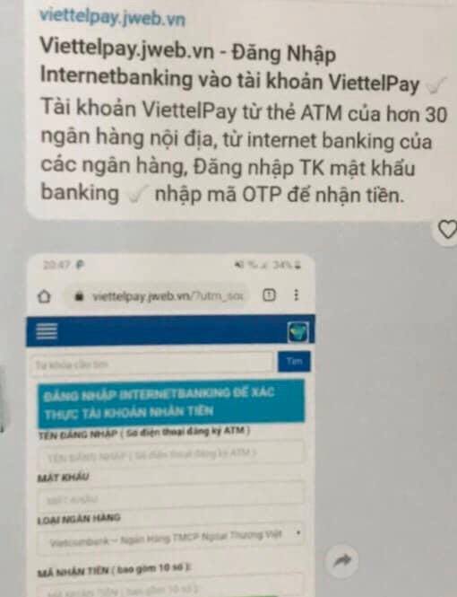 Trang web giả mạo nhằm chiếm đoạt tài sản của người truy cập Trang web giả mạo nhằm chiếm đoạt tài sản của người truy cập